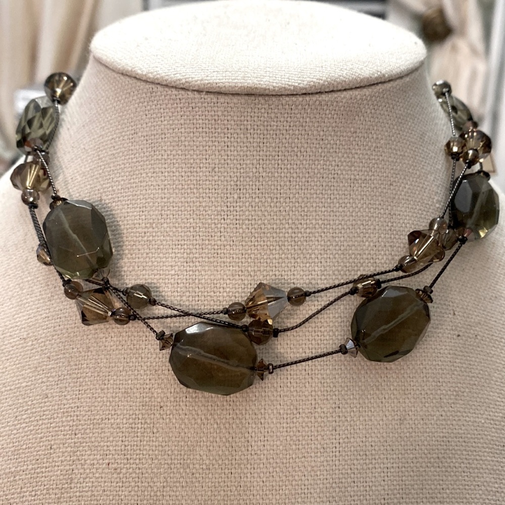 Dabby reid smoke crystal bead 3 layered hematite color chain extender chain